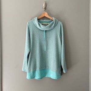 Denim & Co. Active Waffle Knit Striped Tunic Large